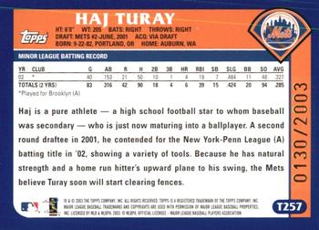 2003 Topps Traded & Rookies - Gold #T257 Haj Turay Back