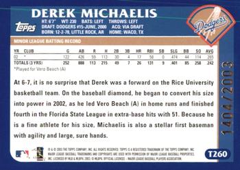 2003 Topps Traded & Rookies - Gold #T260 Derek Michaelis Back