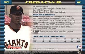 2002 Bowman Draft Picks & Prospects #BDP2 Fred Lewis Back