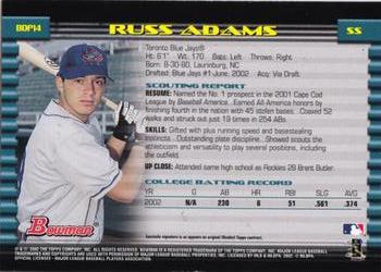 2002 Bowman Draft Picks & Prospects #BDP14 Russ Adams Back