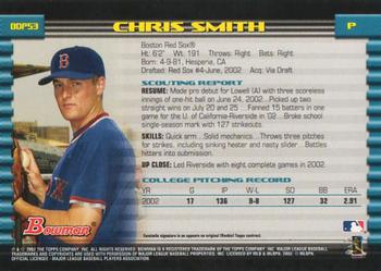2002 Bowman Draft Picks & Prospects #BDP53 Chris Smith Back