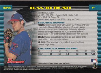2002 Bowman Draft Picks & Prospects #BDP55 David Bush Back