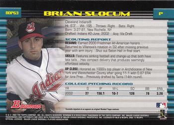2002 Bowman Draft Picks & Prospects #BDP63 Brian Slocum Back