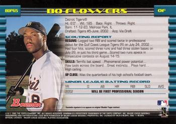 2002 Bowman Draft Picks & Prospects #BDP65 Bo Flowers Back