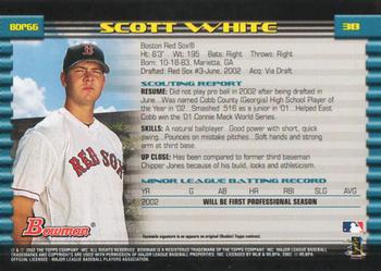 2002 Bowman Draft Picks & Prospects #BDP66 Scott White Back