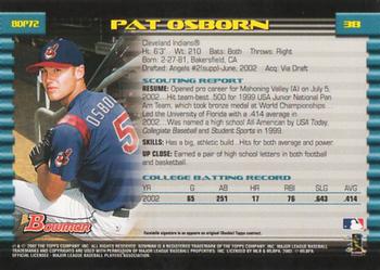 2002 Bowman Draft Picks & Prospects #BDP72 Pat Osborn Back