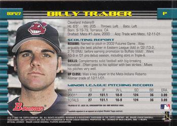 2002 Bowman Draft Picks & Prospects #BDP127 Billy Traber Back