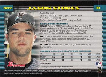 2002 Bowman Draft Picks & Prospects #BDP132 Jason Stokes Back