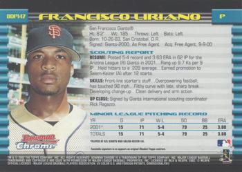 2002 Bowman Draft Picks & Prospects #BDP147 Francisco Liriano Back
