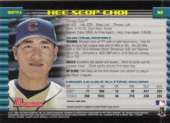 2002 Bowman Draft Picks & Prospects #BDP154 Hee Seop Choi Back