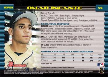 2002 Bowman Draft Picks & Prospects #BDP159 Omar Infante Back