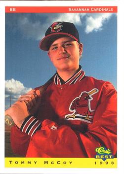 1993 Classic Best Savannah Cardinals #29 Tommy McCoy Front