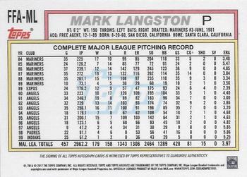 2017 Topps Archives - Fan Favorites Autographs #FFA-ML Mark Langston Back