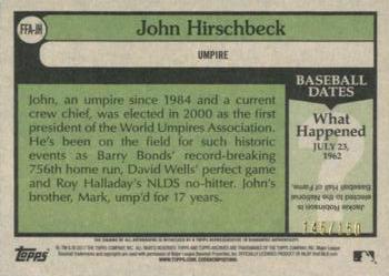2017 Topps Archives - Fan Favorites Autographs Peach #FFA-JH John Hirschbeck Back