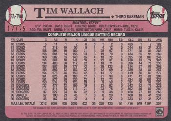 2017 Topps Archives - Fan Favorites Autographs Red #FFA-TWA Tim Wallach Back