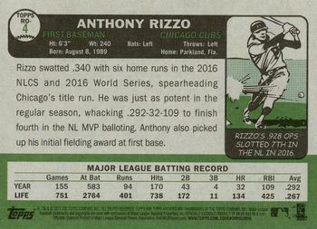2017 Topps Archives - 2016 Retro Originals #RO-4 Anthony Rizzo Back