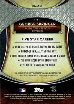 2017 Topps Five Star #FSA-GSP George Springer Back