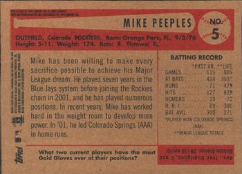 2002 Bowman Heritage #5 Mike Peeples Back