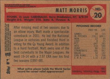 2002 Bowman Heritage #20 Matt Morris Back