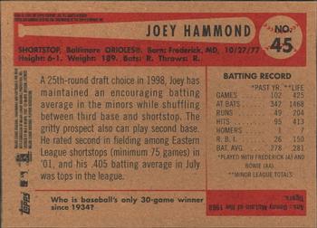 2002 Bowman Heritage #45 Joey Hammond Back