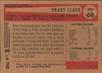 2002 Bowman Heritage #68 Brady Clark Back