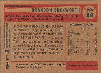 2002 Bowman Heritage #84 Brandon Duckworth Back