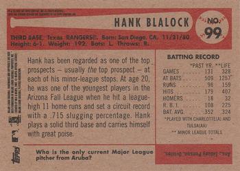 2002 Bowman Heritage #99 Hank Blalock Back