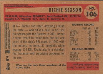 2002 Bowman Heritage #106 Richie Sexson Back