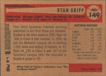 2002 Bowman Heritage #149 Ryan Gripp Back
