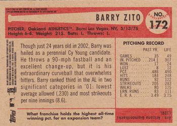2002 Bowman Heritage #172 Barry Zito Back