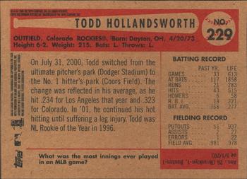 2002 Bowman Heritage #229 Todd Hollandsworth Back