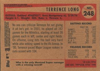 2002 Bowman Heritage #248 Terrence Long Back