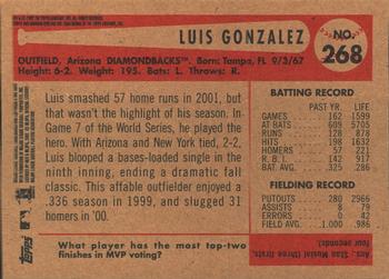 2002 Bowman Heritage #268 Luis Gonzalez Back