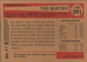 2002 Bowman Heritage #291 Tino Martinez Back