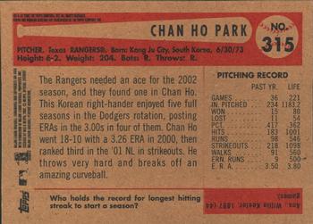 2002 Bowman Heritage #315 Chan Ho Park Back