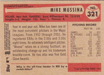 2002 Bowman Heritage #321 Mike Mussina Back