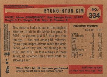2002 Bowman Heritage #334 Byung-Hyun Kim Back