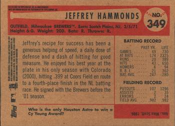 2002 Bowman Heritage #349 Jeffrey Hammonds Back