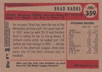 2002 Bowman Heritage #359 Brad Radke Back