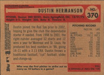 2002 Bowman Heritage #370 Dustin Hermanson Back