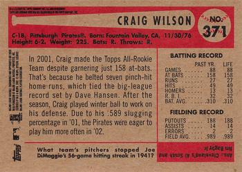 2002 Bowman Heritage #371 Craig Wilson Back