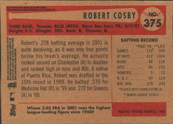 2002 Bowman Heritage #375 Robert Cosby Back