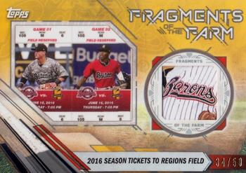 2017 Topps Pro Debut - Fragments of the Farm Relics Gold #FOTF-BB 2016 Season Tickets to Regions Field Front