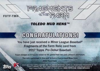 2017 Topps Pro Debut - Fragments of the Farm Relics Gold #FOTF-TMH Game-Used Base from Fifth Third Field Back