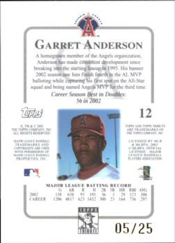 2003 Topps Tribute Contemporary - Gold #12 Garret Anderson Back