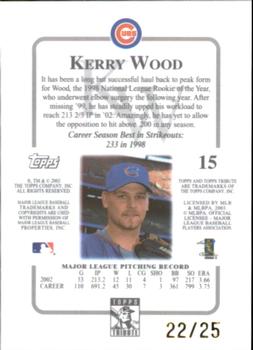2003 Topps Tribute Contemporary - Gold #15 Kerry Wood Back