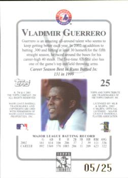 2003 Topps Tribute Contemporary - Gold #25 Vladimir Guerrero Back