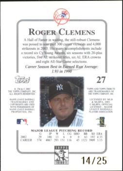 2003 Topps Tribute Contemporary - Gold #27 Roger Clemens Back