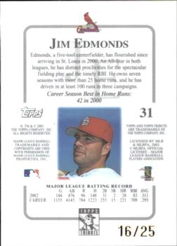 2003 Topps Tribute Contemporary - Gold #31 Jim Edmonds Back