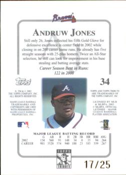 2003 Topps Tribute Contemporary - Gold #34 Andruw Jones Back